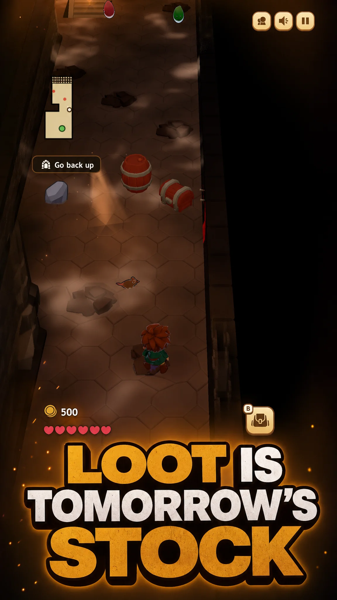 Loot is tomorrow's stock — chests, barrels and monsters on every floor